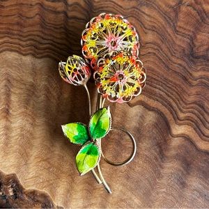 Vintage Filigree Flower Brooch
